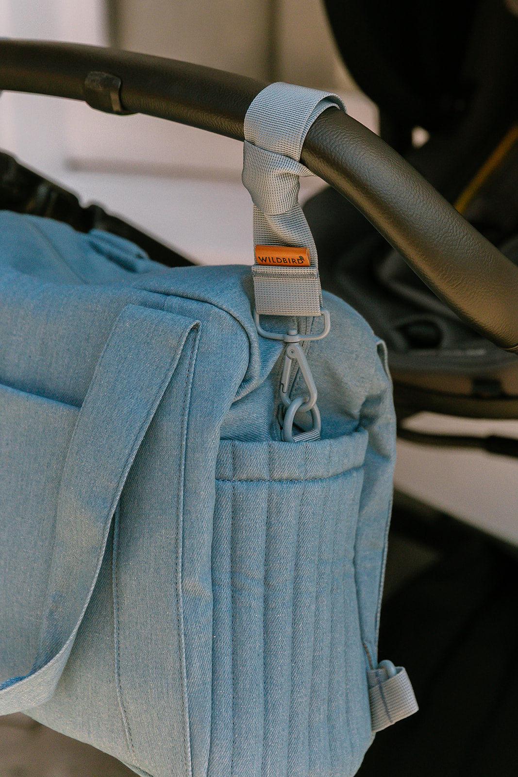 Light Denim - Stroller Strap Clip Set