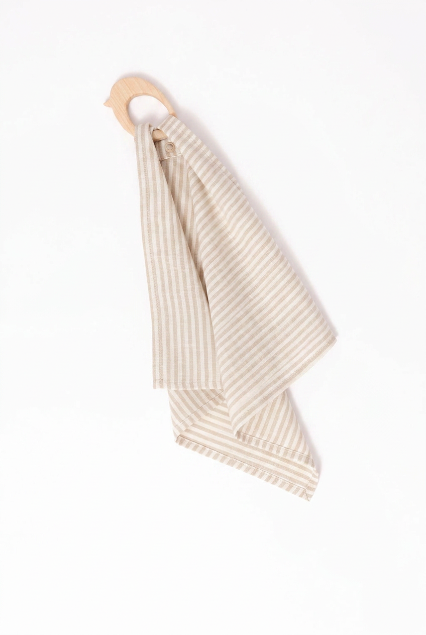 Swan - Linen + Maple Ring Teether